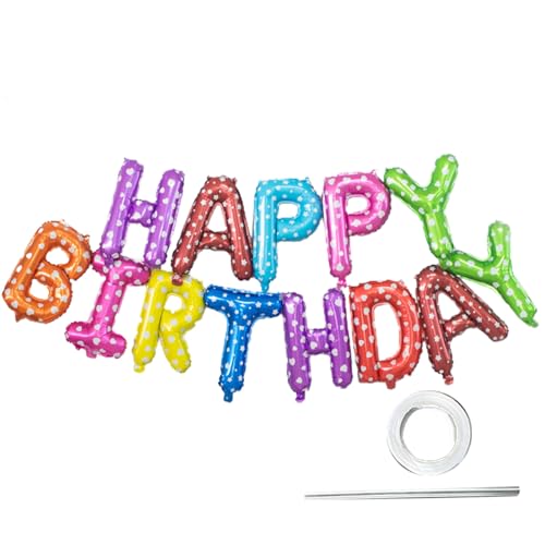 Tainrunse Happy Birthday Balloons Decorations Reusable Festive Fine Workmanship Birthday Party Decorations Aluminum Foil Balloons for Gathering Reusable Balloons for Women, Men Candy Colored von Tainrunse