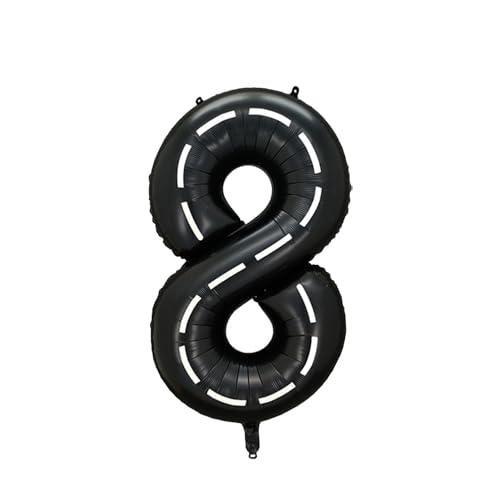 Tainrunse Jubiläumsballon 0-9 Zahl groß Ballon Dekoration explosionsgeschützt Schwarz Weiß Streifen 8 von Tainrunse