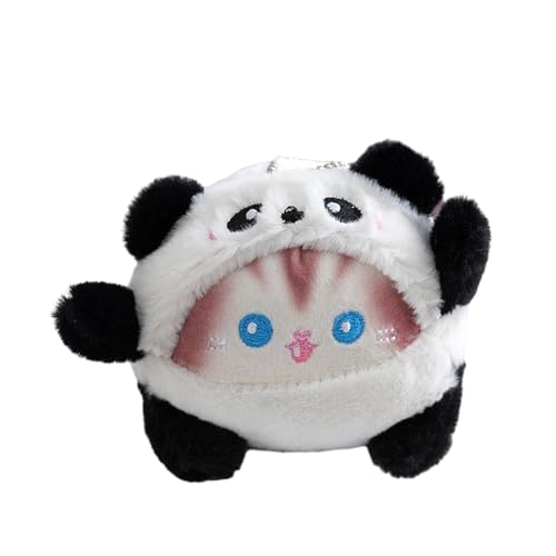 Tainrunse Langlebiges Plüschtier Spielzeug Gleichmäßig gefüllte Puppe Katze mit Perlenkette Panda Kaninchen Bär Kleidung Gefüllter Plüsch Schwarz von Tainrunse