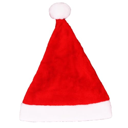 Tainrunse Weihnachtsmütze Erwachsene Weihnachtsmann Kurze Plüschmütze Waschbar Klassisch Rot von Tainrunse