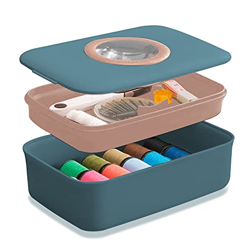 Nähkästchen 25 Teile Nähzubehör, Doppelte Schicht Nähkasten, DIY-Premium-Nähzubehör-Aufbewahrungsbox, Mit Schere, Faden, Nadel, Lupe, Lineal, etc, for Anfänger, Erwachsene Reisenähset Nähkästchen 25 Teile Nähzubehör, Doppelte Schicht Nähkasten, DIY-Premium-Nähzubehör-Aufbewahrungsbox, Mit Schere, Faden, Nadel, Lupe, Lineal, etc, for Anfänger, Erwachsene Reisenähset von Taipintee