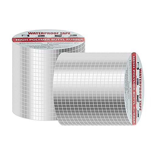 Taipintee Wasserdichtes Klebeband 5m*10cm,Dichtungsband Selbstklebend, Dichtband dusche,Butylkautschuk ​Aluminiumfolie dichtband,für Dachleckage, Oberflächenriss, Fensterbankspalt, Rohrbruch von Taipintee