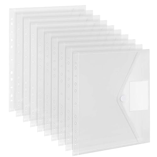 Taiyeestar 20 Stück Dokumententasche A4 Transparent, kunststoffmappen umschlagmappen, Dokumentenmappe Wasserdicht mit Lochrand, Klettverschluss und Etikettentasche(Mit 20 leere Etikettenkarten) von Taiyeestar