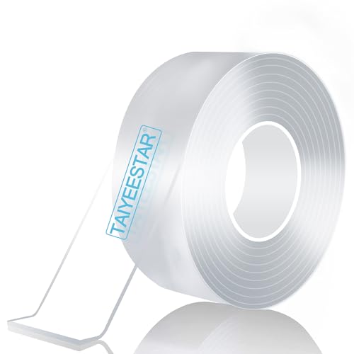 Taiyeestar 5m Doppelseitiges Klebeband Extra Stark Transparent (20mm breit), Ablösbar nicht markierend Doppelseitiges transparentes Nano tape, für Teppich/Foto Wand/Küche/Zuhause, 2mm Dicke von Taiyeestar