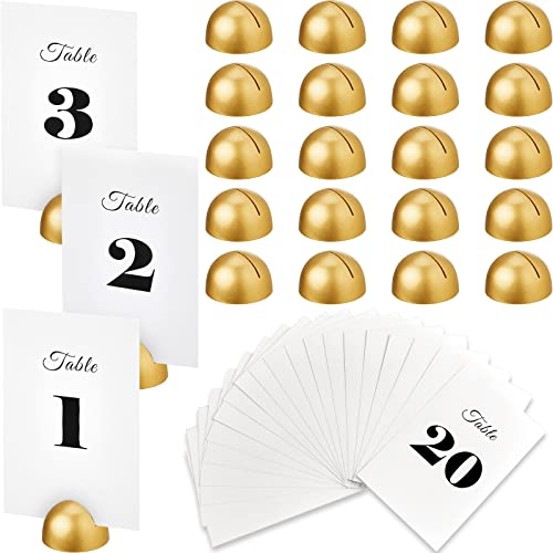 20 Stück Tischnummernkarten, runde Tischnummernständer, moderne kursive Tischnummer 1–20 für Hochzeitsempfang, Jahrestag, Party, Restaurant, Veranstaltungen, 10,2 x 15,2 cm (Gold) von Taiyin