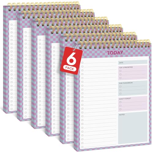 6 Stück To-Do-Listen-Notizblock, ästhetisches To-Do-Listen-Notizbuch für die Arbeit mit 52 Blatt für tägliche Aufgaben und Zielsetzung, undatierter Tagesplaner, perfekt für Büro, Zuhause und von Taja