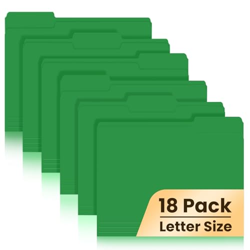 Aktenmappen, 18 Stück, Manila-Ordner mit 1/3-Schnitt-Tabs, Briefgröße, farbige Aktenordner für Büro, Schule, Zuhause, Dokumentenorganisation, Grün Aktenmappen, 18 Stück, Manila-Ordner mit 1/3-Schnitt-Tabs, Briefgröße, farbige Aktenordner für Büro, Schule, Zuhause, Dokumentenorganisation, Grün von Taja