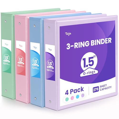 Ringbücher mit 3 Ringen, 3,8 cm mit Taschen, PVC-frei, Sichtbuch für 21,6 x 27,9 cm, Briefgröße, Papier, Pastellfarben, für Schule, Büro und Zuhause, 4 Stück Ringbücher mit 3 Ringen, 3,8 cm mit Taschen, PVC-frei, Sichtbuch für 21,6 x 27,9 cm, Briefgröße, Papier, Pastellfarben, für Schule, Büro und Zuhause, 4 Stück von Taja