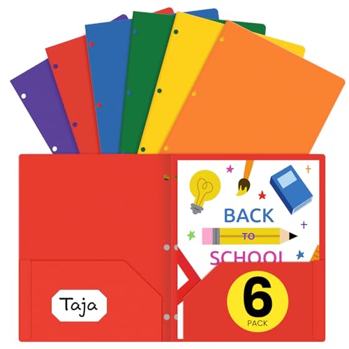 Taja Lebendige Kunststoff-Ordner mit Taschen, helle Farben, 2 Fächer, 3 gelocht, mit Visitenkartenschlitz, Poly-Ordner für Schule und Büro, Briefgröße, 6 Stück Taja Lebendige Kunststoff-Ordner mit Taschen, helle Farben, 2 Fächer, 3 gelocht, mit Visitenkartenschlitz, Poly-Ordner für Schule und Büro, Briefgröße, 6 Stück von Taja