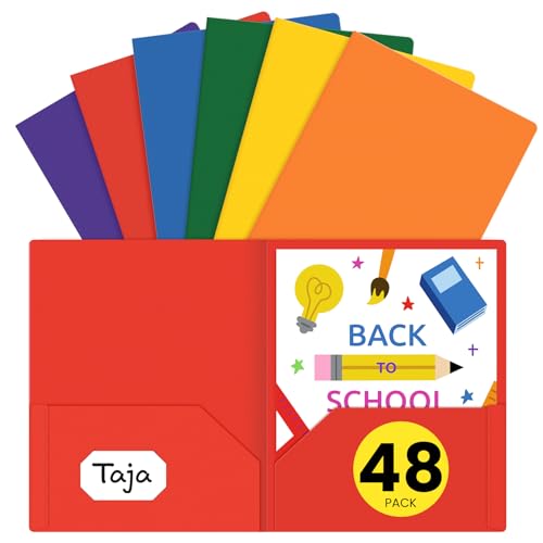 Taja Lebendige Kunststoff-Ordner mit Taschen, helle Farben, 2 Fächer, mit Visitenkartenschlitz, Poly-Ordner für Schule und Büro, Briefgröße, 48 Stück Taja Lebendige Kunststoff-Ordner mit Taschen, helle Farben, 2 Fächer, mit Visitenkartenschlitz, Poly-Ordner für Schule und Büro, Briefgröße, 48 Stück von Taja