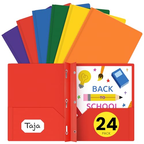 Taja Lebendige Kunststoff-Ordner mit Taschen und Zinken, 24 Stück, helle Farben, 2 Fächer, mit Visitenkartenschlitz, Poly-Ordner für Schule und Büro, Briefgröße Taja Lebendige Kunststoff-Ordner mit Taschen und Zinken, 24 Stück, helle Farben, 2 Fächer, mit Visitenkartenschlitz, Poly-Ordner für Schule und Büro, Briefgröße von Taja