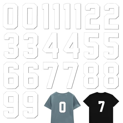8 Zoll Zahlen zum Aufbügeln 22 Stk Aufbügelnummern Weiß 0 bis 9 Bügelzahlen Große Wärmeübertragung Nummern für Fußball Shirts von TakFree