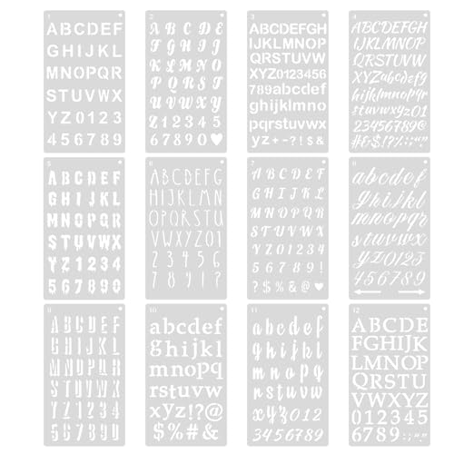Buchstaben Schablone 12 Stück Schablonen Buchstaben Malschablonen Kunststoff Buchstabenschablonen Klein für Scrapbooking 4 x 7 Zoll von TakFree