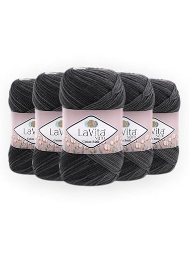 LaVita Garn BAUMWOLLE BATIK Handstrickgarn, 5er Pack,%60 Baumwolle,%40 Acrylgarn, 1 Knäuel 100 gr, 220 mt Taka Yarn (CB09) von Taka Fabrics