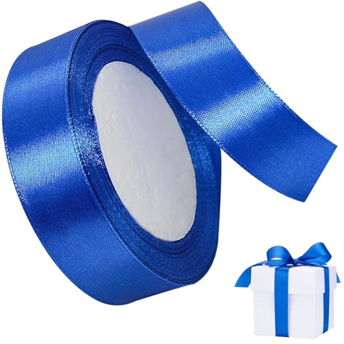 Taknews Polyester Satinband Blau 20mm x 22m Blaues Geschenkband Schleifenband Breit für Geschenk Dekoration Verpackung,Bänder zum Basteln,Schleifen,Hochzeit von Taknews