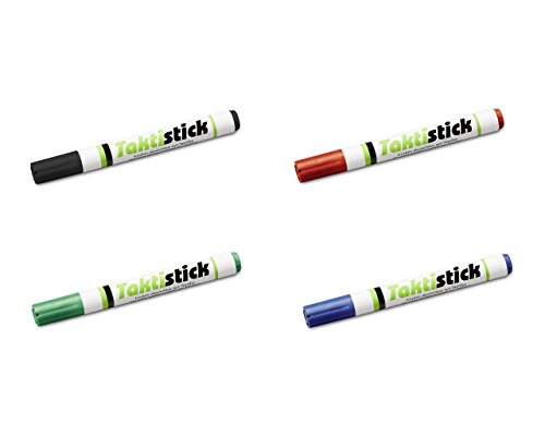 Taktistick-Marker-Set - 4 Marker (trocken abwischbar) + 1 Reinigungstuch für alle Taktifol-Varianten (auch für Taktiktafeln und Whiteboards) von Taktifol