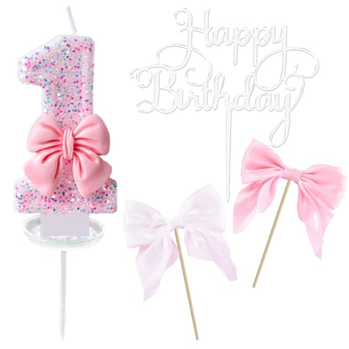 Geburtstagskerzen Zahlen 1, Happy Birthday Tortendeko, 1 Geburtstag Mädchen, Glitzernde Rosa Fliege kuchendeko 1. Geburtstag, Happy Birthday Cake Topper, Zahlenkerze für Geburtstagsdeko Geburtstagskerzen Zahlen 1, Happy Birthday Tortendeko, 1 Geburtstag Mädchen, Glitzernde Rosa Fliege kuchendeko 1. Geburtstag, Happy Birthday Cake Topper, Zahlenkerze für Geburtstagsdeko von TaleMoon