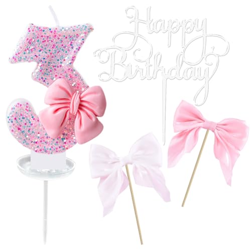 Geburtstagskerzen Zahlen 3, Happy Birthday Tortendeko, 3 Geburtstag Mädchen, Glitzernde Rosa Fliege kuchendeko 3. Geburtstag, Happy Birthday Cake Topper, Zahlenkerze für Geburtstagsdeko Geburtstagskerzen Zahlen 3, Happy Birthday Tortendeko, 3 Geburtstag Mädchen, Glitzernde Rosa Fliege kuchendeko 3. Geburtstag, Happy Birthday Cake Topper, Zahlenkerze für Geburtstagsdeko von TaleMoon