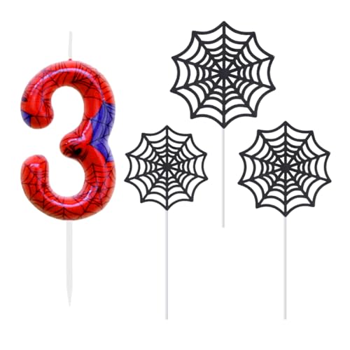 Geburtstagskerzen Zahlen 3, Spidey Tortendeko, Birthday Candles Set, Kerze 3 Geburtstag Junge, Blau Rot Kerzen mit Spinnennetz, Kuchendeko, Spinne Thema Geburtstagskerzen für Geburtstagsdeko Geburtstagskerzen Zahlen 3, Spidey Tortendeko, Birthday Candles Set, Kerze 3 Geburtstag Junge, Blau Rot Kerzen mit Spinnennetz, Kuchendeko, Spinne Thema Geburtstagskerzen für Geburtstagsdeko von TaleMoon
