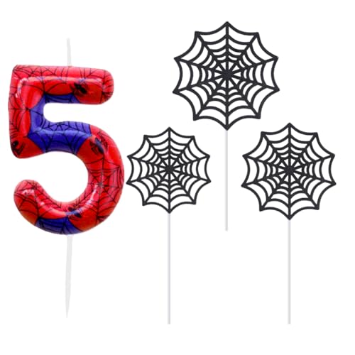 Geburtstagskerzen Zahlen 5, Spidey Tortendeko, Birthday Candles Set, Kerze 5 Geburtstag Junge, Blau Rot Kerzen mit Spinnennetz, Kuchendeko, Spinne Thema Geburtstagskerzen für Geburtstagsdeko Geburtstagskerzen Zahlen 5, Spidey Tortendeko, Birthday Candles Set, Kerze 5 Geburtstag Junge, Blau Rot Kerzen mit Spinnennetz, Kuchendeko, Spinne Thema Geburtstagskerzen für Geburtstagsdeko von TaleMoon