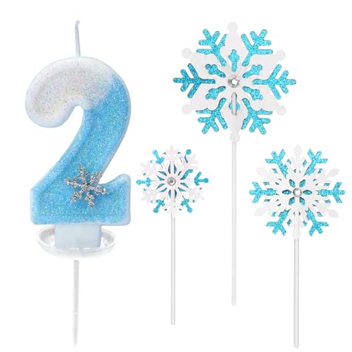 Glitzernde Zahlenkerze 2 mit Schneeflocken-Deko –Geburtstagskerze für Mädchen, Kerze 2 Geburtstag Kinder, Kerzen für Kuchen, Blau-weißer 3D-Glitzer & Tropfschutz Glitzernde Zahlenkerze 2 mit Schneeflocken-Deko –Geburtstagskerze für Mädchen, Kerze 2 Geburtstag Kinder, Kerzen für Kuchen, Blau-weißer 3D-Glitzer & Tropfschutz von TaleMoon