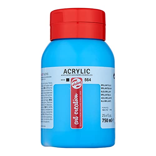 Talens Art Creation Acrylfarbe Jar - Brillantblau 564-750 ml Deckend - Pastöse Konsistenz - Schnell trocknend - Seidig glänzendes Finish von Talens Art Creation