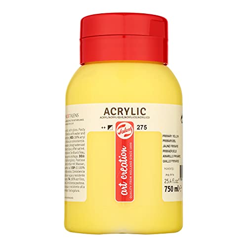 Talens Art Creation Acrylfarbe - Primärgelb (275) - 750 ml Dose - Halbdeckend - Schnell trocknend von Talens Art Creation