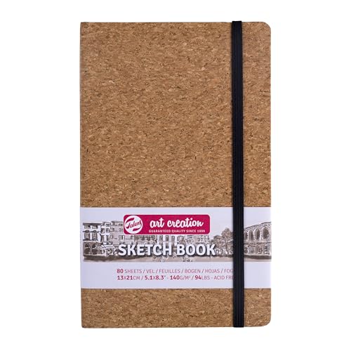 Talens Art Creation Skizzenbuch Kork - 13x21cm 140g 80 Blatt - säurefreies Zeichenpapier - Ideal für Bleistift Pastellstifte Acryl Gouache Tusche Holzkohle von Talens Art Creation