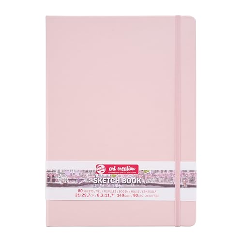 Talens Art Creation - Skizzenbuch Pastellrosa 21x29,7cm - 140g säurefreies Papier - 80 Blatt - Ideal für Bleistift Pastell Gouache Tinte - Stabiles Hard-Bound für Zeichnung Journaling von Talens Art Creation