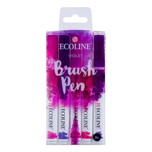 Ecoline Brush Pen-Set mit 5 flüssigen Aquarellstiften – Violetttöne | Mischbare Pinselstifte für Handlettering, Zeichnen und Basteln Ecoline Brush Pen-Set mit 5 flüssigen Aquarellstiften – Violetttöne | Mischbare Pinselstifte für Handlettering, Zeichnen und Basteln von Ecoline