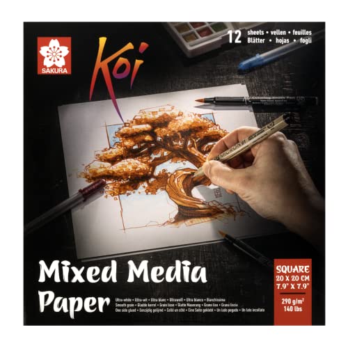 Sakura Koi Mixed Media Papier, 20x20cm, 290g/m², Ultra-Weiß von Talens
