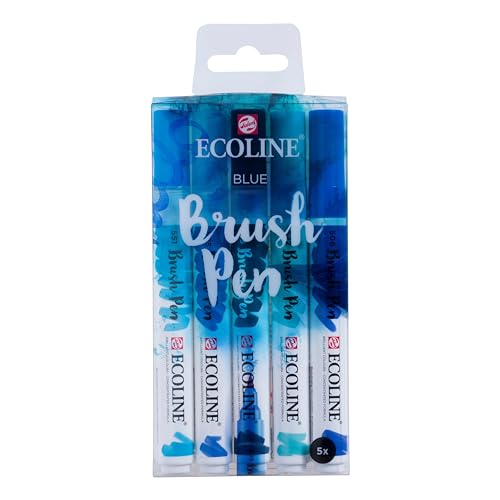 Ecoline Brush Pen-Set mit 5 flüssigen Aquarellstiften – Blautöne | Mischbare Pinselstifte für Handlettering, Zeichnen und Basteln Ecoline Brush Pen-Set mit 5 flüssigen Aquarellstiften – Blautöne | Mischbare Pinselstifte für Handlettering, Zeichnen und Basteln von Ecoline
