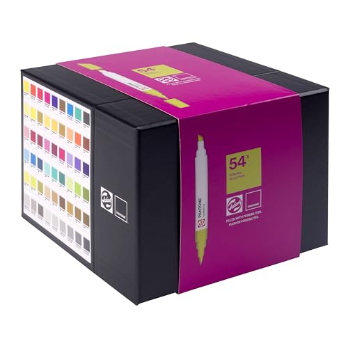 Talens | Pantone Marker 54er Set | Dual-Tip-Stift mit Pinselspitze und Keilspitze | Wasserbasierte, pigmentierte Tinte in Pantone-Farben Talens | Pantone Marker 54er Set | Dual-Tip-Stift mit Pinselspitze und Keilspitze | Wasserbasierte, pigmentierte Tinte in Pantone-Farben von Talens