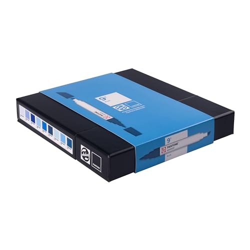 Talens | Pantone Marker 9er Set Blue | Dual-Tip-Stift mit Pinselspitze und Keilspitze | Wasserbasierte, pigmentierte Tinte in Pantone-Farben Talens | Pantone Marker 9er Set Blue | Dual-Tip-Stift mit Pinselspitze und Keilspitze | Wasserbasierte, pigmentierte Tinte in Pantone-Farben von Talens