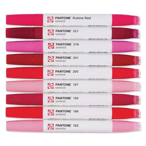 Talens | Pantone Marker 9er Set Cool Red | Dual-Tip-Stift mit Pinselspitze und Keilspitze | Wasserbasierte, pigmentierte Tinte in Pantone-Farben Talens | Pantone Marker 9er Set Cool Red | Dual-Tip-Stift mit Pinselspitze und Keilspitze | Wasserbasierte, pigmentierte Tinte in Pantone-Farben von Talens
