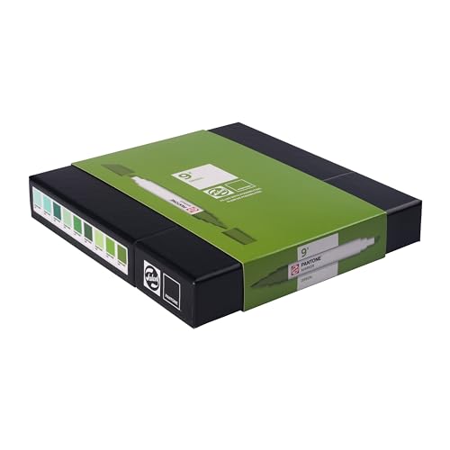 Talens | Pantone Marker 9er Set Green | Dual-Tip-Stift mit Pinselspitze und Keilspitze | Wasserbasierte, pigmentierte Tinte in Pantone-Farben Talens | Pantone Marker 9er Set Green | Dual-Tip-Stift mit Pinselspitze und Keilspitze | Wasserbasierte, pigmentierte Tinte in Pantone-Farben von Talens