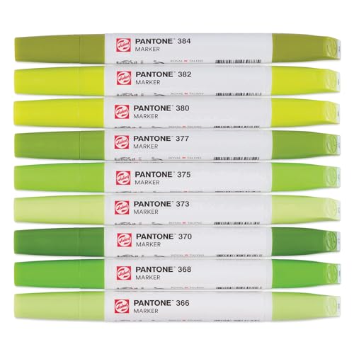 Talens | Pantone Marker 9er Set Green Yellow | Dual-Tip-Stift mit Pinselspitze und Keilspitze | Wasserbasierte, pigmentierte Tinte in Pantone-Farben Talens | Pantone Marker 9er Set Green Yellow | Dual-Tip-Stift mit Pinselspitze und Keilspitze | Wasserbasierte, pigmentierte Tinte in Pantone-Farben von Talens