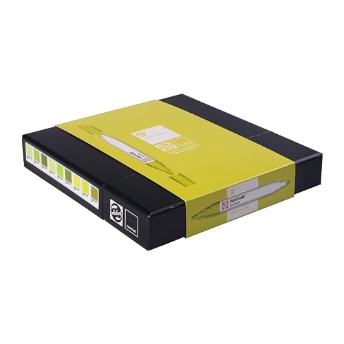 Talens | Pantone Marker 9er Set Green Yellow | Dual-Tip-Stift mit Pinselspitze und Keilspitze | Wasserbasierte, pigmentierte Tinte in Pantone-Farben von Talens