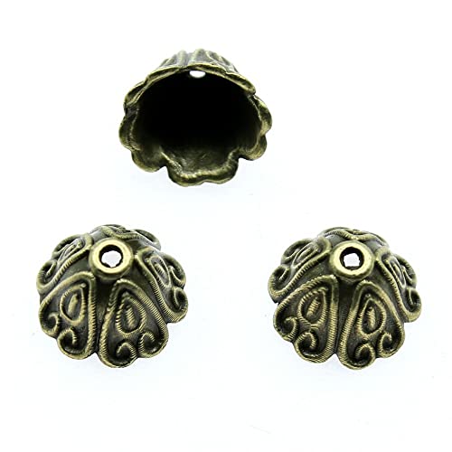 Geschnitzte Quasten-Endkappen, Antik-Bronze, Schmuckstücke, Vintage-Charms, Basteln für Kinder, 14 x 14 x 10 mm, 5 Stück von Taliyah