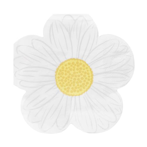 20 x Daisy Shaped Floral Paper Napkins for Tea Parties, Mother’s Day | Easter Table Decorations, Spring Serviettes for Decoupage | Eco-Choice 100% Recyclable | (NO Plastic) Talking Tables Branded von Talking Tables