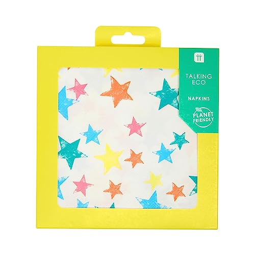 Packung mit 20 bunten Sternservietten | Papierservietten, Einweggeschirr, Haushaltsrecyclingfähig, umweltfreundlich | Regenbogenparty liefert, Geburtstagsgeschirr, Unisex, für Decoupage, Picknick, BBQ Packung mit 20 bunten Sternservietten | Papierservietten, Einweggeschirr, Haushaltsrecyclingfähig, umweltfreundlich | Regenbogenparty liefert, Geburtstagsgeschirr, Unisex, für Decoupage, Picknick, BBQ von Talking Tables