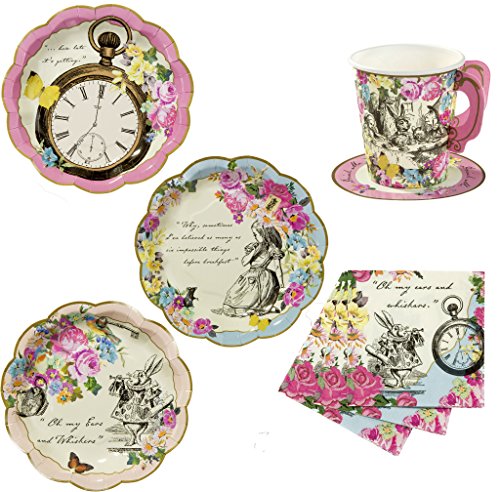 Party-Set, Motiv: Alice im Wunderland, Schriftzug in englischer Sprache, für 12 Personen Party-Set, Motiv: Alice im Wunderland, Schriftzug in englischer Sprache, für 12 Personen von Talking Tables
