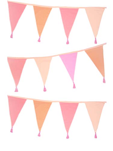 Rosa Stoff Ammer mit Quasten - 3m | Dreiecksflagge Wimpelgirlande, 100% Baumwolle, Wohnkultur für Mädchen Schlafzimmer, Kinderzimmerzubehör, Indoor Outdoor Geburtstagsfeier Dekorationen, Festival Rosa Stoff Ammer mit Quasten - 3m | Dreiecksflagge Wimpelgirlande, 100% Baumwolle, Wohnkultur für Mädchen Schlafzimmer, Kinderzimmerzubehör, Indoor Outdoor Geburtstagsfeier Dekorationen, Festival von Talking Tables