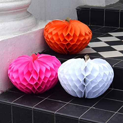 Sprechende Tische Kürbis Dekorationen Halloween Party | Rosa, orange und weiße Papierwaben | Für Haustür, Tisch, Herbstdeko, Thanksgiving Sprechende Tische Kürbis Dekorationen Halloween Party | Rosa, orange und weiße Papierwaben | Für Haustür, Tisch, Herbstdeko, Thanksgiving von Talking Tables