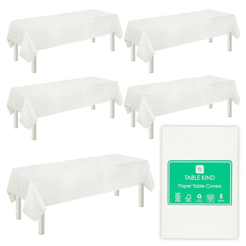 Table Kind 5 x Plain White Paper Table Cover Disposable Table Cloth for Birthday Party Wedding Catering Restaurant Anniversary FSC von Talking Tables