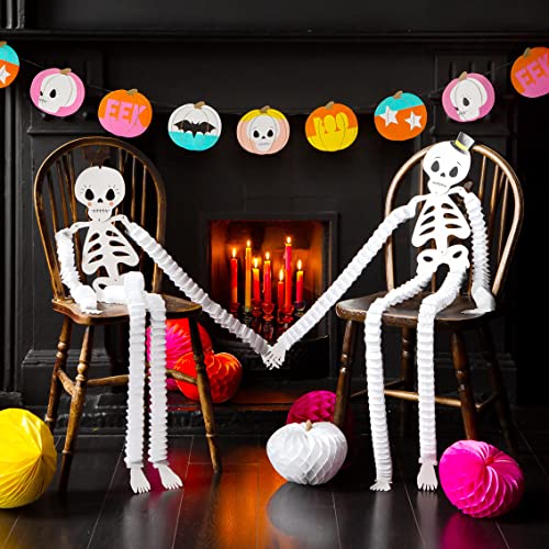 Talking Tables 2x Hängende Skelette Halloween-Party-Dekorationen | Mr & Mrs Papierwaben | Tag der toten Schädel, Friedhofsrequisiten von Talking Tables