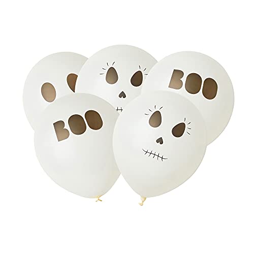 Talking Tables 5 Stück Halloween Luftballons | 30,5 cm aus Latex mit 3 Designs - 'Boo', Geist und Skelett Party Dekorationen, HALLOWBALLOON Talking Tables 5 Stück Halloween Luftballons | 30,5 cm aus Latex mit 3 Designs - 'Boo', Geist und Skelett Party Dekorationen, HALLOWBALLOON von Talking Tables