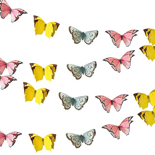 Talking Tables 5m (16ft) kleine 3D Schmetterlingsgirlande Ammer | Pastell Geburtstagsdekorationen Kinderfee Party, Woodland Fairies Thema, Mädchen Schlafzimmer Zubehör von Talking Tables
