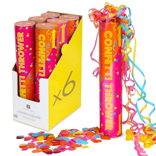 Talking Tables 6 x Öko Konfetti Kanone für Geburtstag Hochzeit Regenbogen Farbiges Papier Party Popper Papier Shooter biologisch abbaubar plastikfrei 22cm von Talking Tables