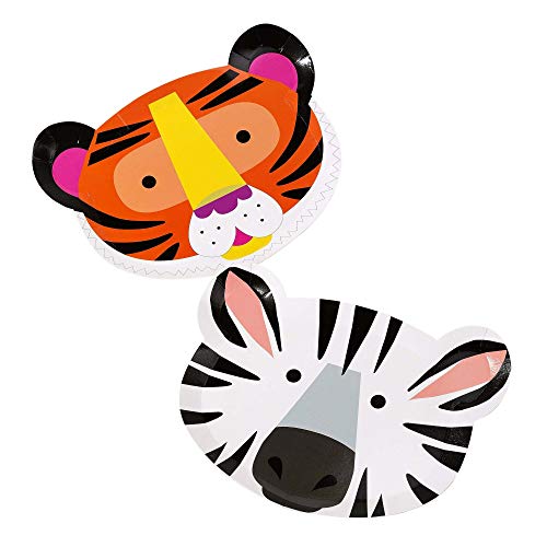 Talking Tables ANIMAL-PLATE-FACE Tiere Geformte Pappteller 12er Pack, Papier, Mehrfarbig von Talking Tables